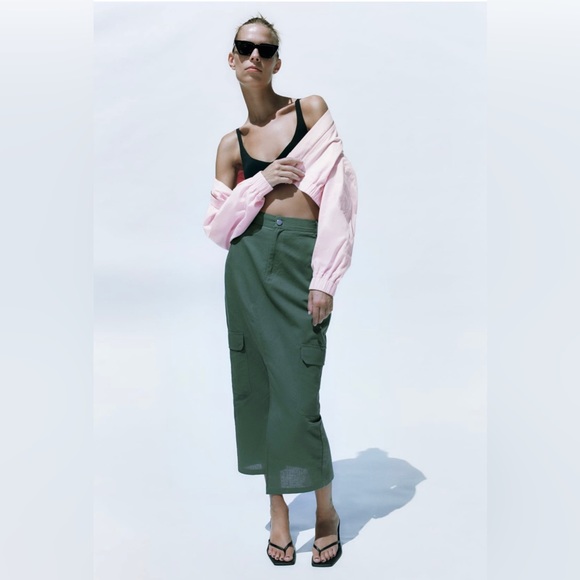 Linen blend bomber jacket pastel pink - Picture 2 of 4